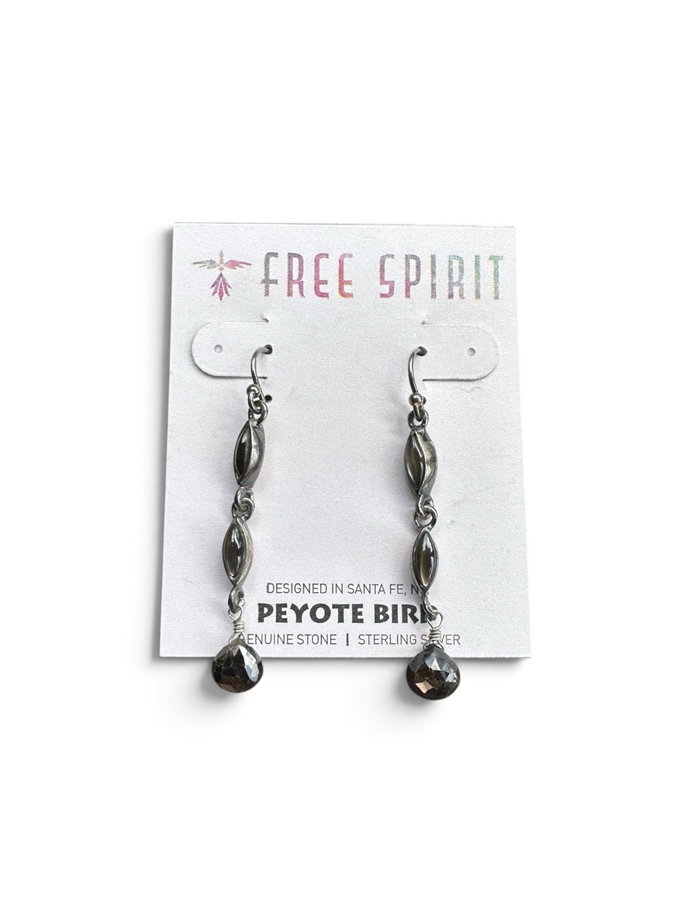 NWT Peyote Bird Smokey Quartz sterling silver dangle earrings